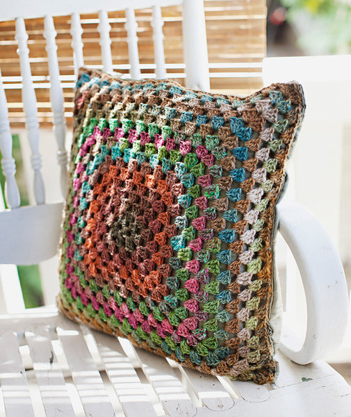 One Big Granny Square Pillow Using Blue Sky Fibers Organic Cotton Worsted