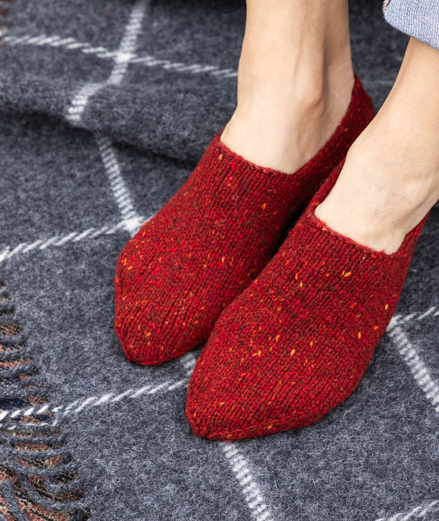 Cozy Slipper Socks Using Kelbourne Woolens Lucky Tweed