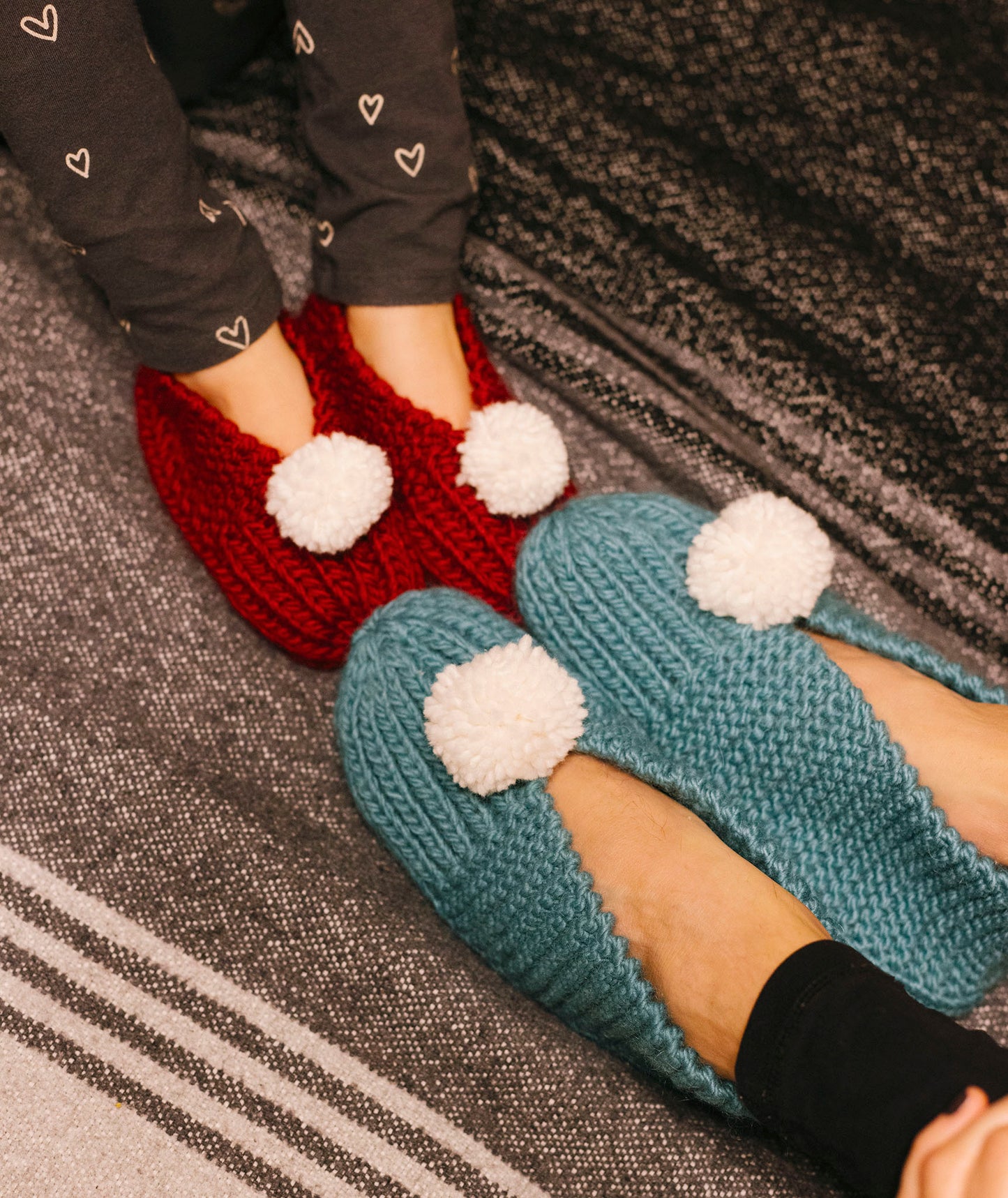 Family Slippers Using Brown Sheep Lamb's Pride Worsted