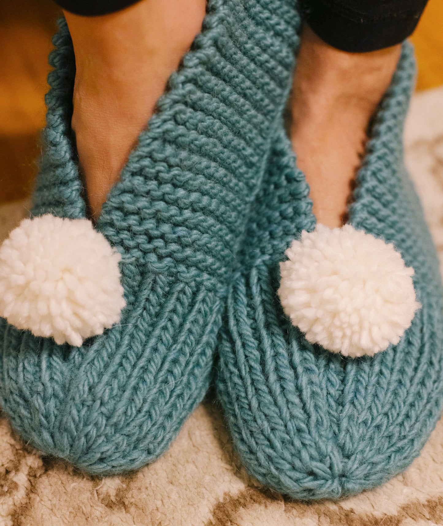 Family Slippers Using Brown Sheep Lamb's Pride Worsted