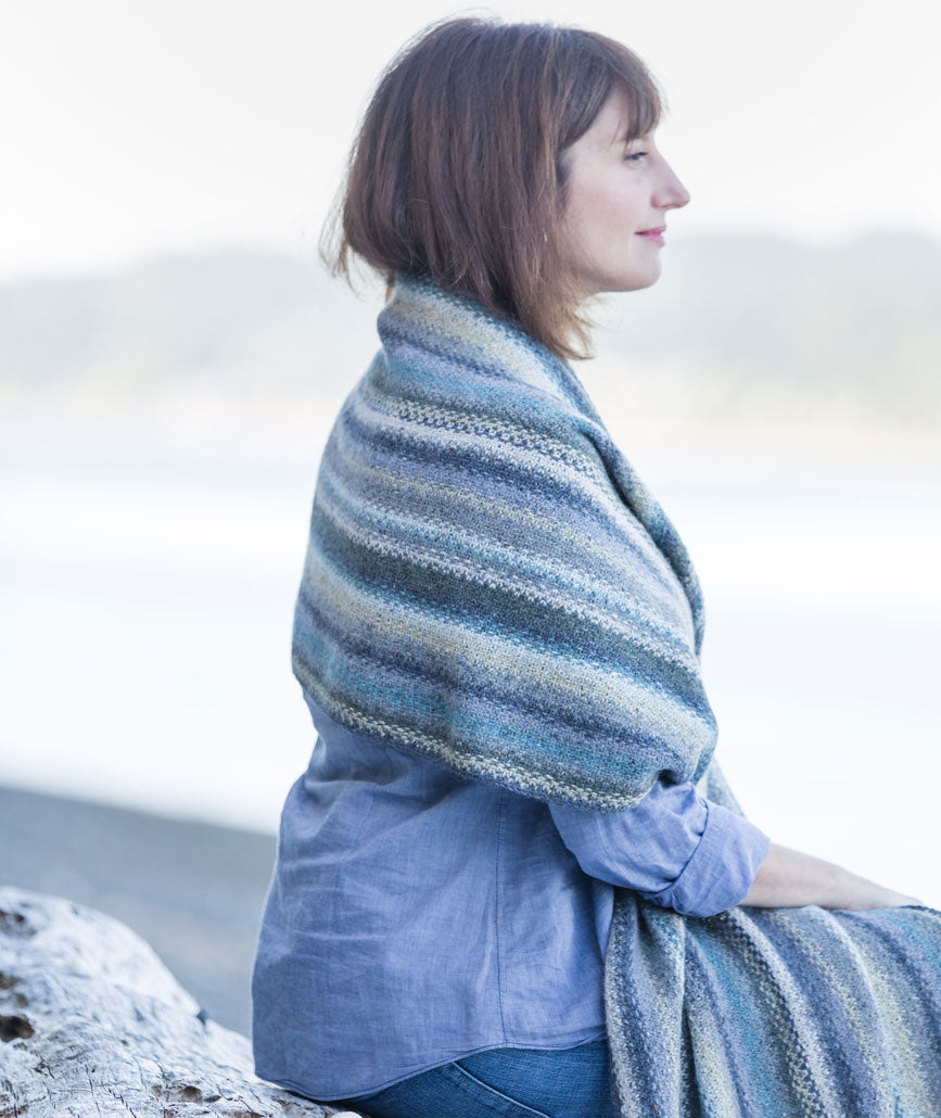 Striped Linen Stitch Wrap Using Rowan Felted Tweed