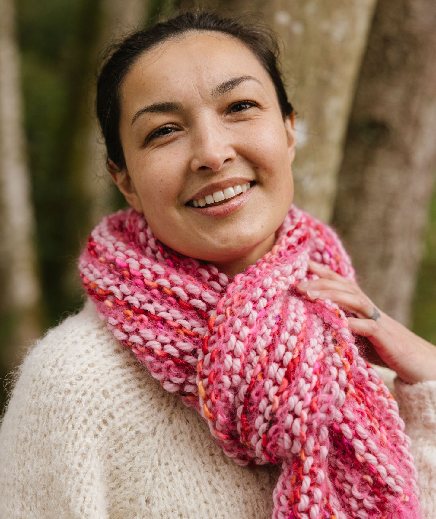 Magic Three-Yarn Scarf Using Madelinetosh ASAP, Rowan Big Wool and WATG Take Care Mohair