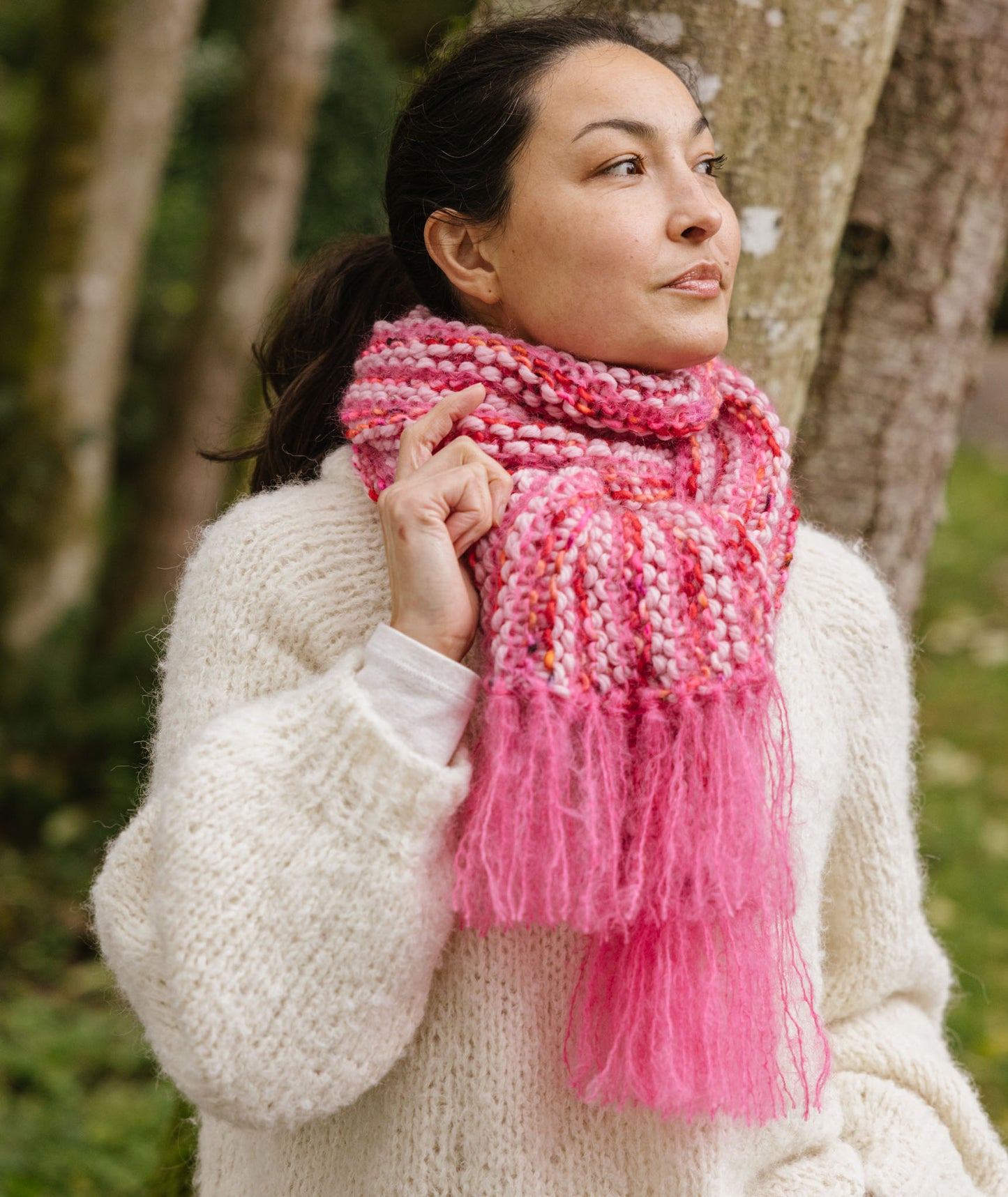 Magic Three-Yarn Scarf Using Madelinetosh ASAP, Rowan Big Wool and WATG Take Care Mohair