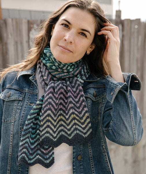 Striped Chevron Scarf Using Berroco Spree – Churchmouse Yarns & Teas