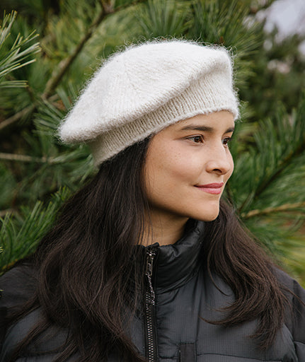 Studio Beret Using Blue Sky Fibers Brushed Suri