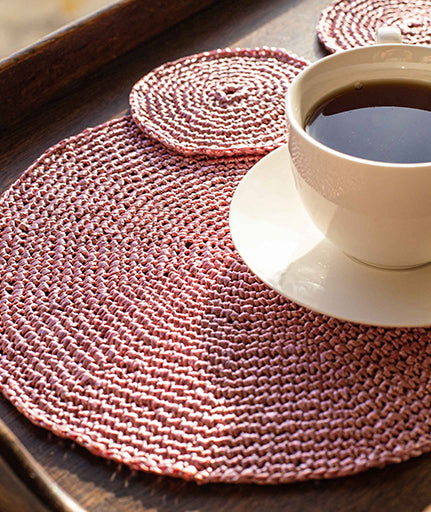 Crocheted Placemats & Coasters Using Wool and the Gang Ra-Ra Raffia