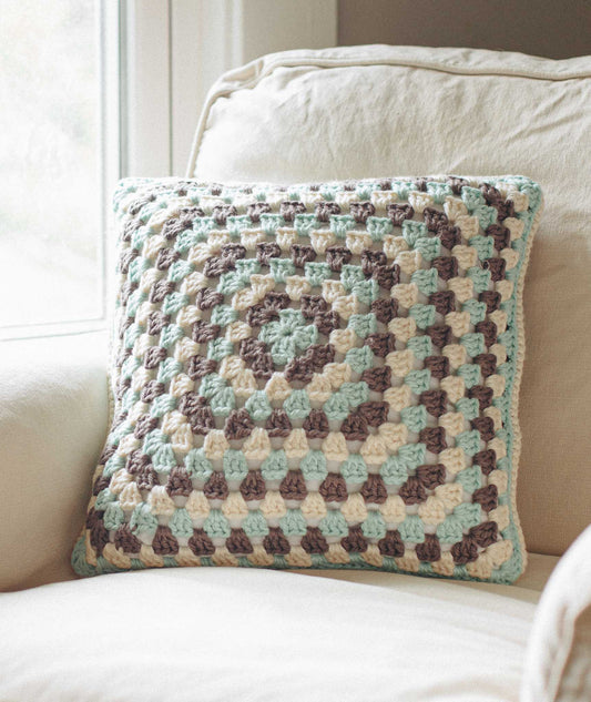 One Big Granny Square Pillow Using Blue Sky Fibers Organic Cotton Worsted