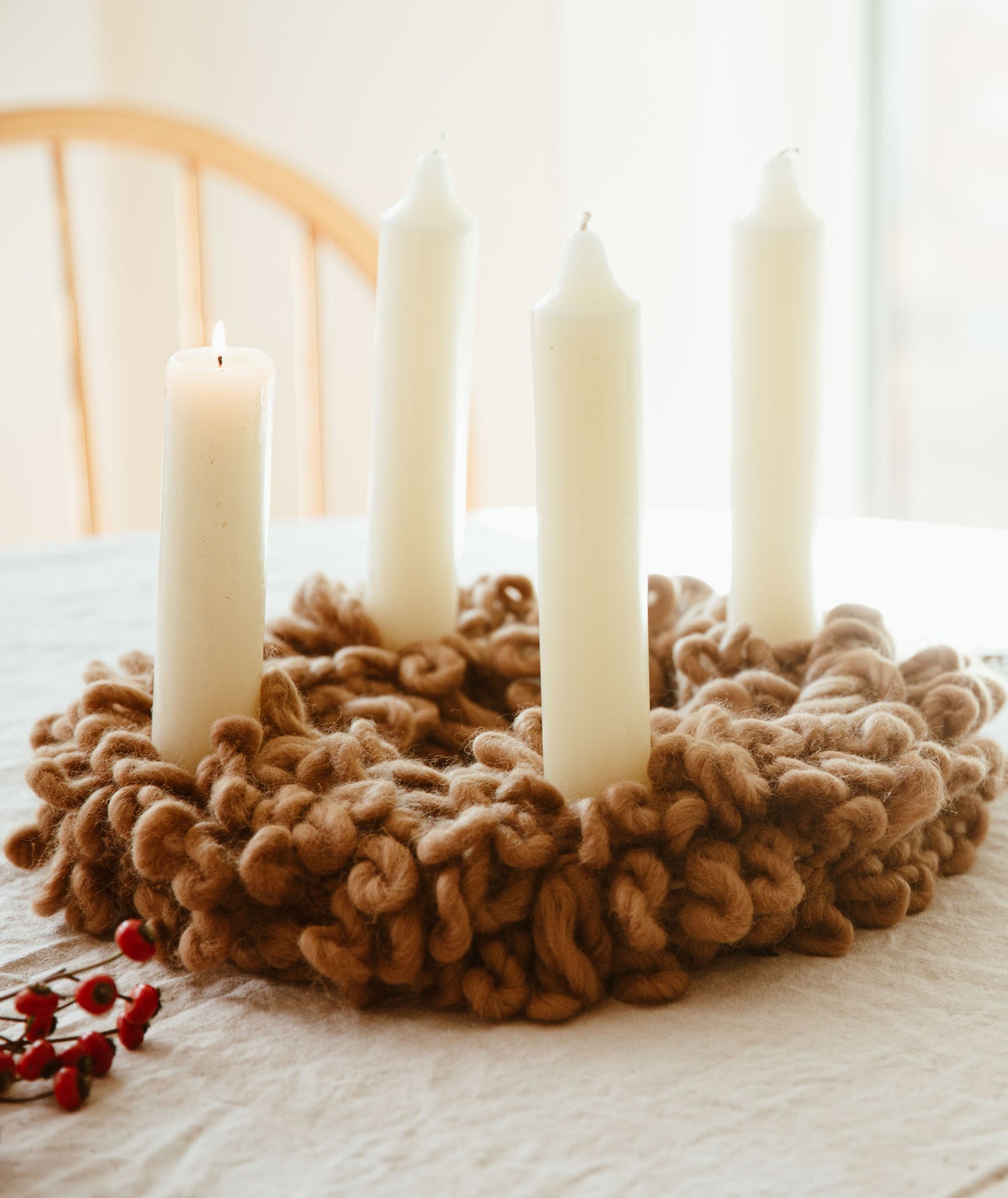 Woolly Wreath & Garland Using Wool and the Gang Crazy Sexy Wool