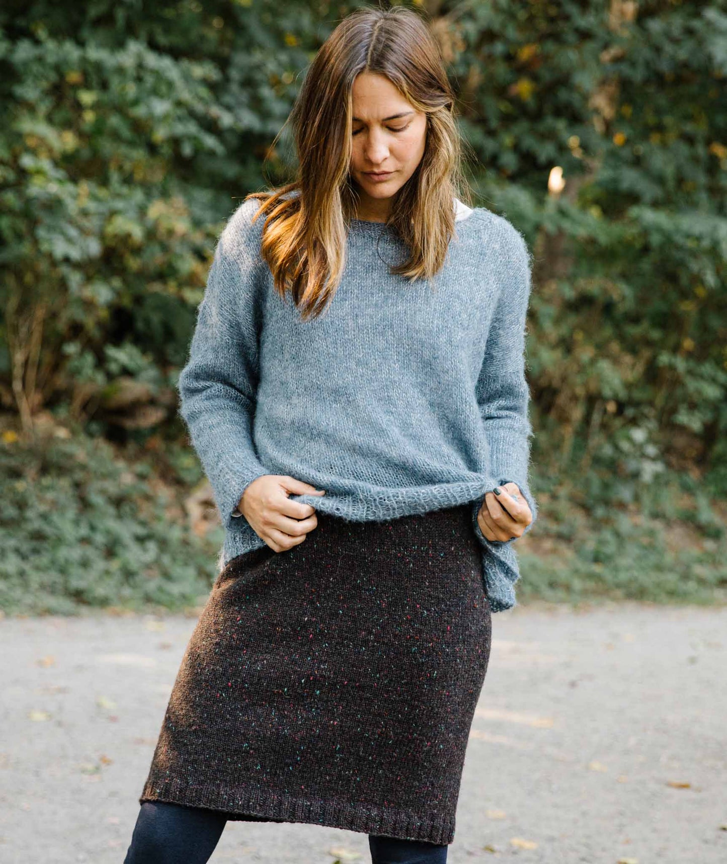 Simple Straight Skirt Using Isager Aran Tweed