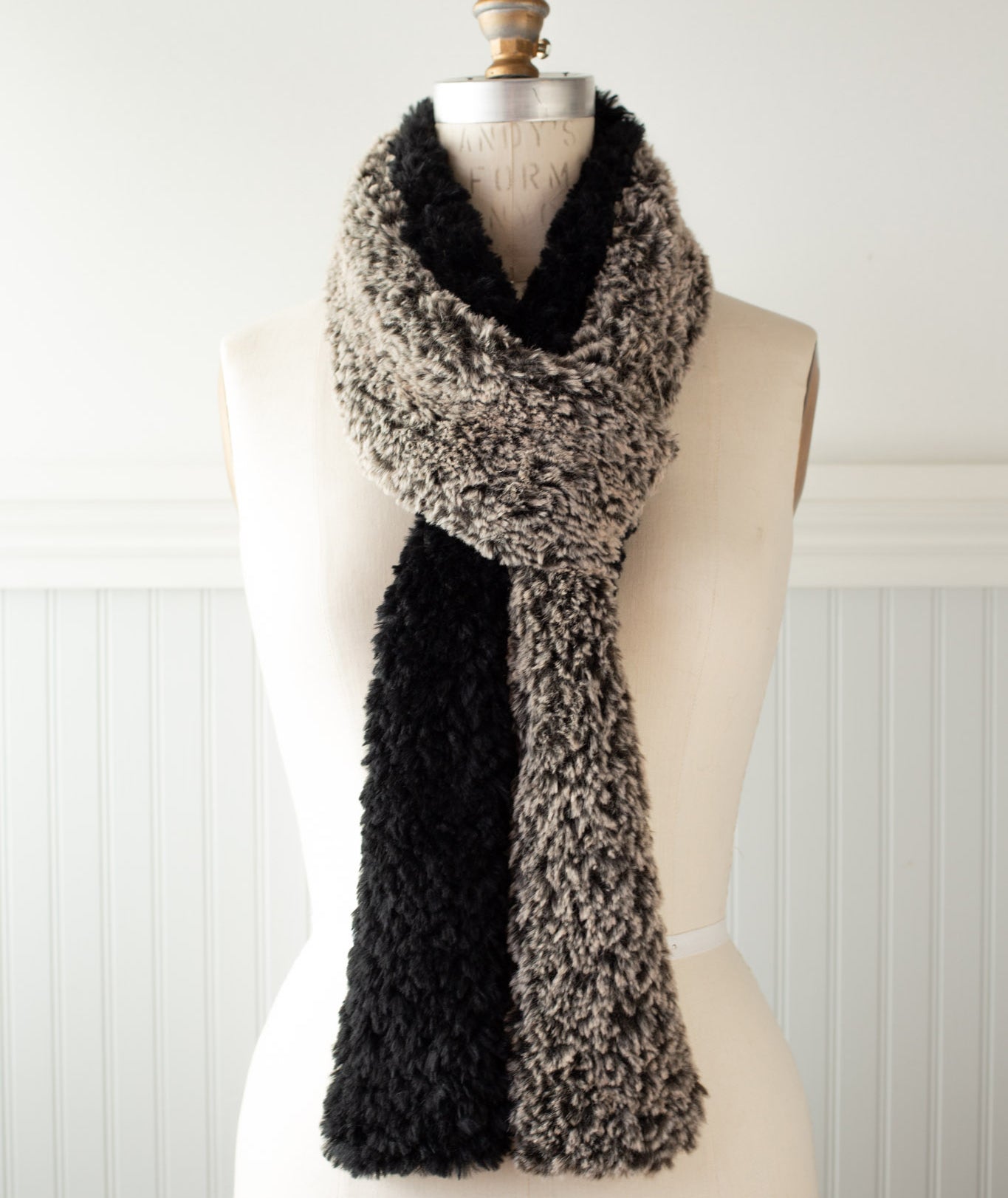 Color-Blocked Faux Fur Scarf Using Sirdar Alpine