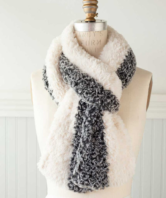 Color-Blocked Faux Fur Scarf Using Sirdar Alpine