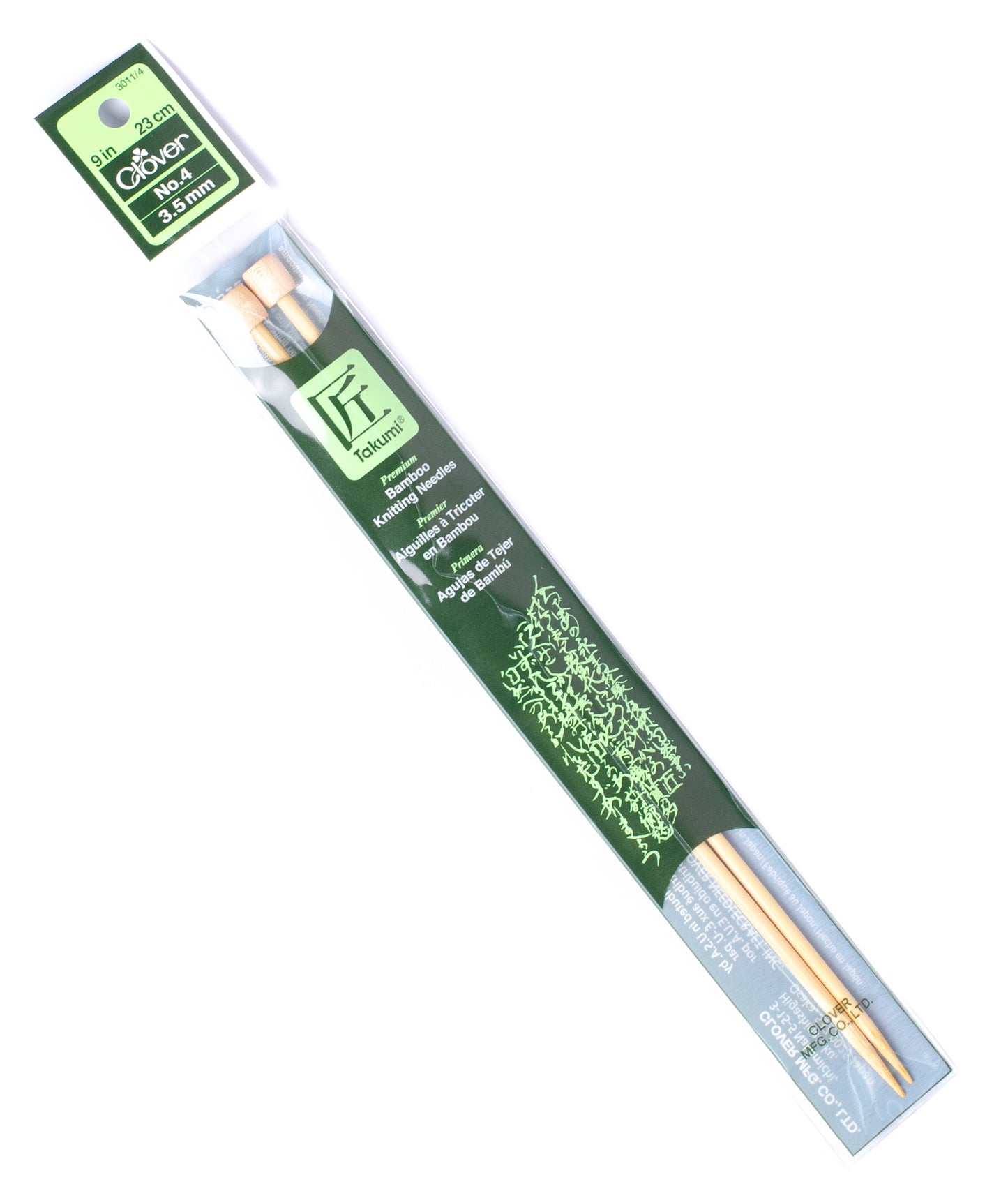 Clover Bamboo Single Point Needles - 9"