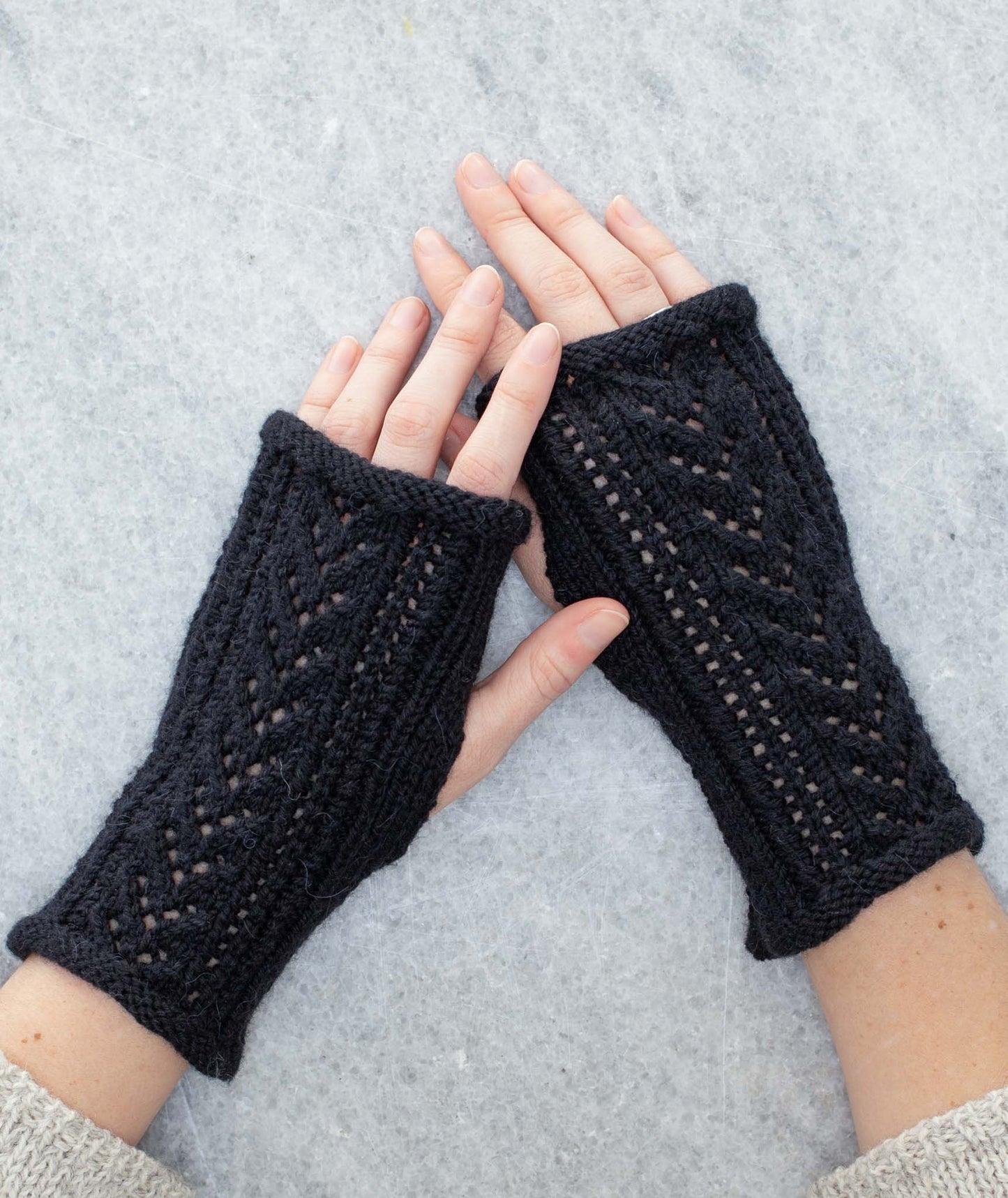 Lace-Back Fingerless Gloves Using Rowan Alpaca Soft DK