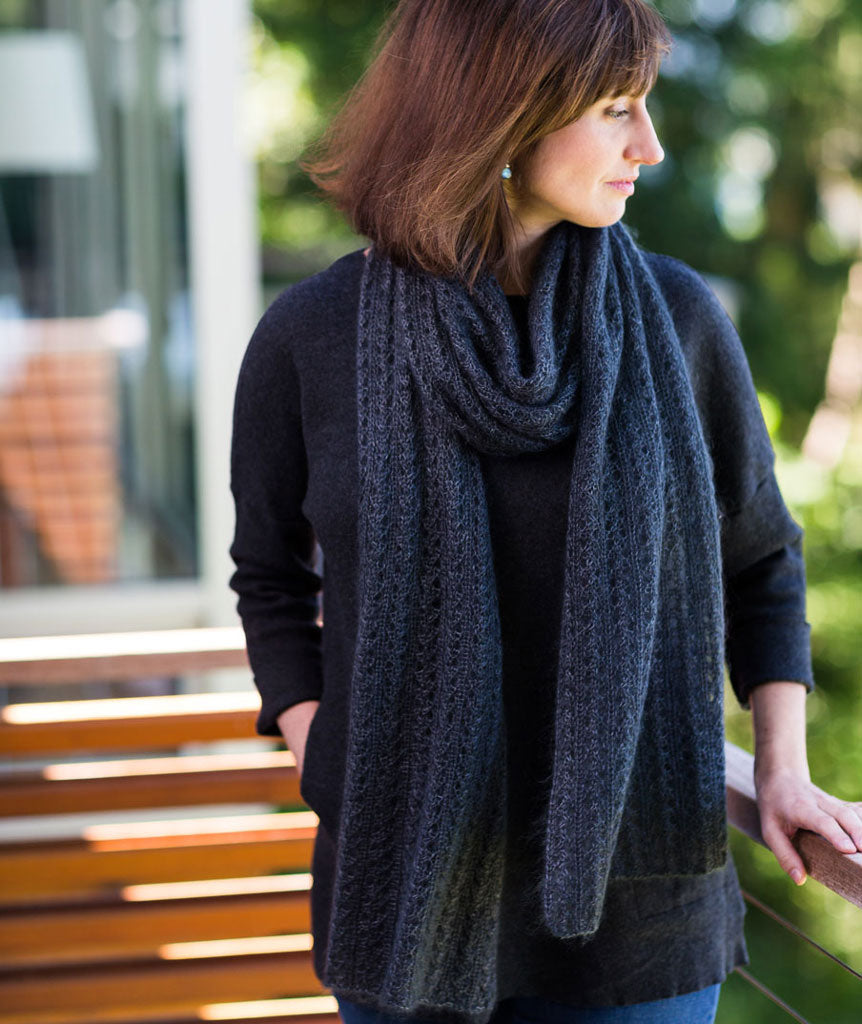 Ribbed Lace Scarf Using Madelinetosh Tosh Silk Cloud