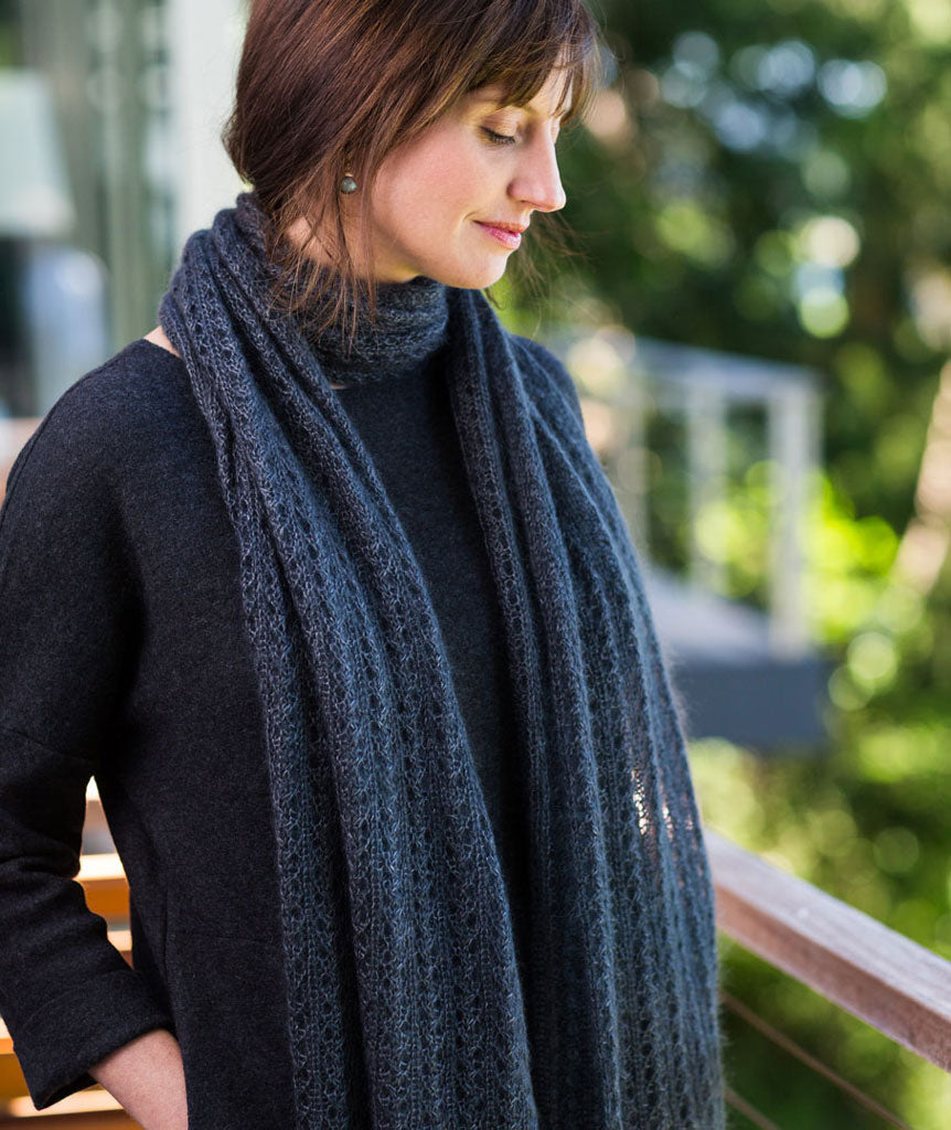 Ribbed Lace Scarf Using Madelinetosh Tosh Silk Cloud