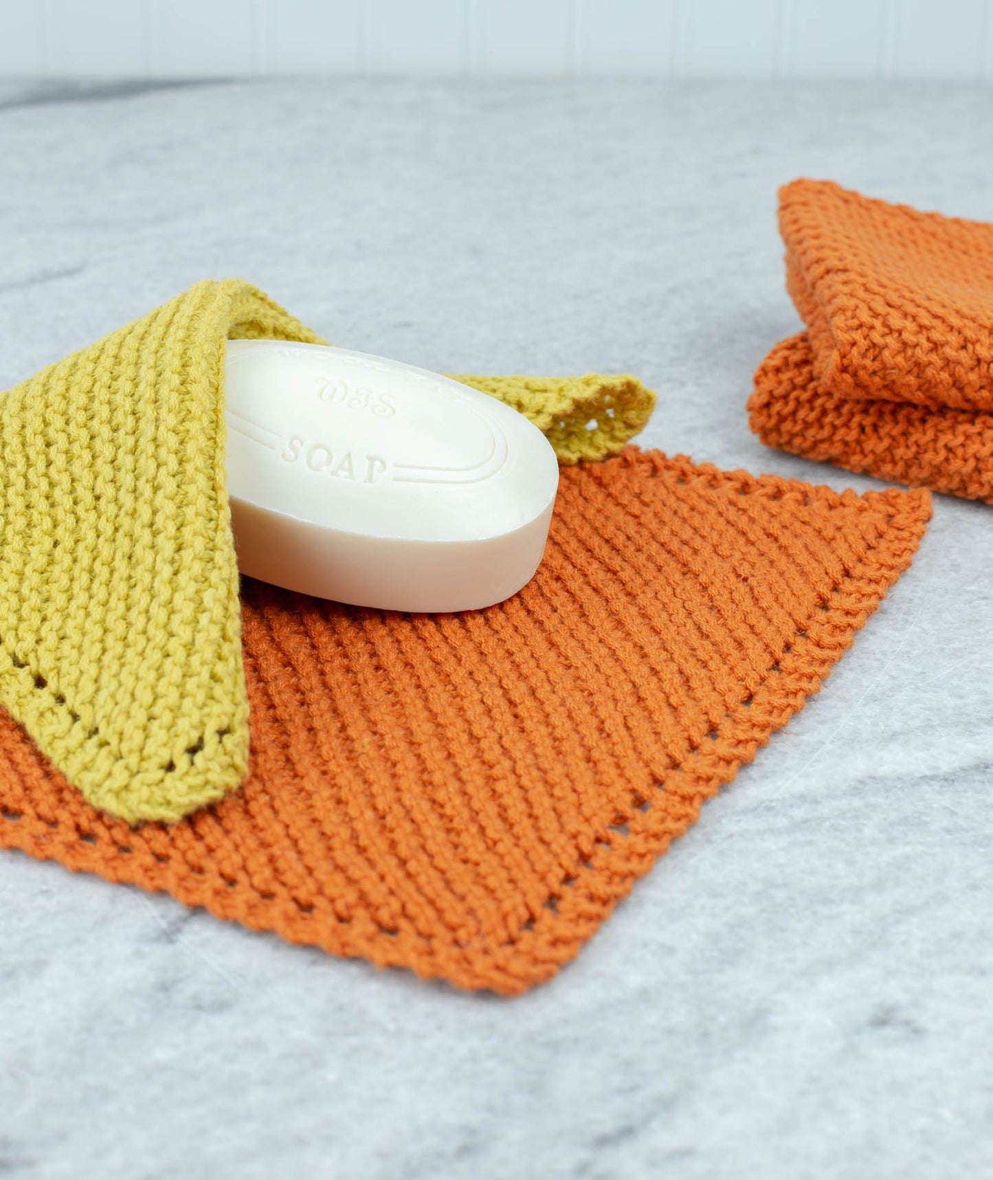 Picot Edge Washcloth Using Rowan Creative Linen